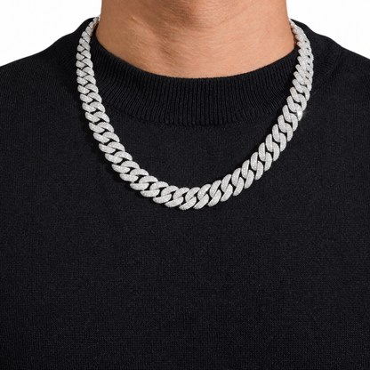 13mm Lab-Grown Diamond Flower-Set Cuban Link Chain
