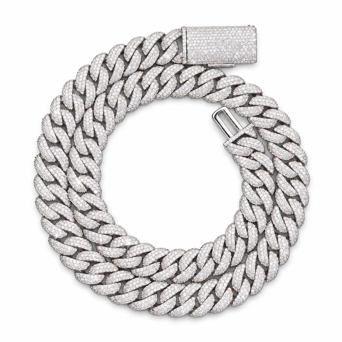 13mm Lab-Grown Diamond Flower-Set Cuban Link Chain