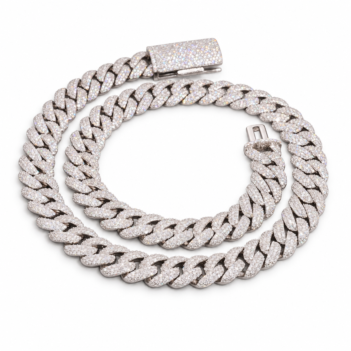 13mm Lab-Grown Diamond Flower-Set Cuban Link Chain