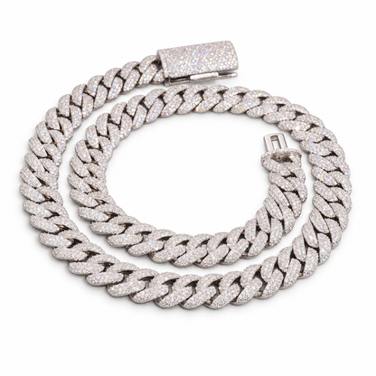 13mm Lab-Grown Diamond Flower-Set Cuban Link Chain