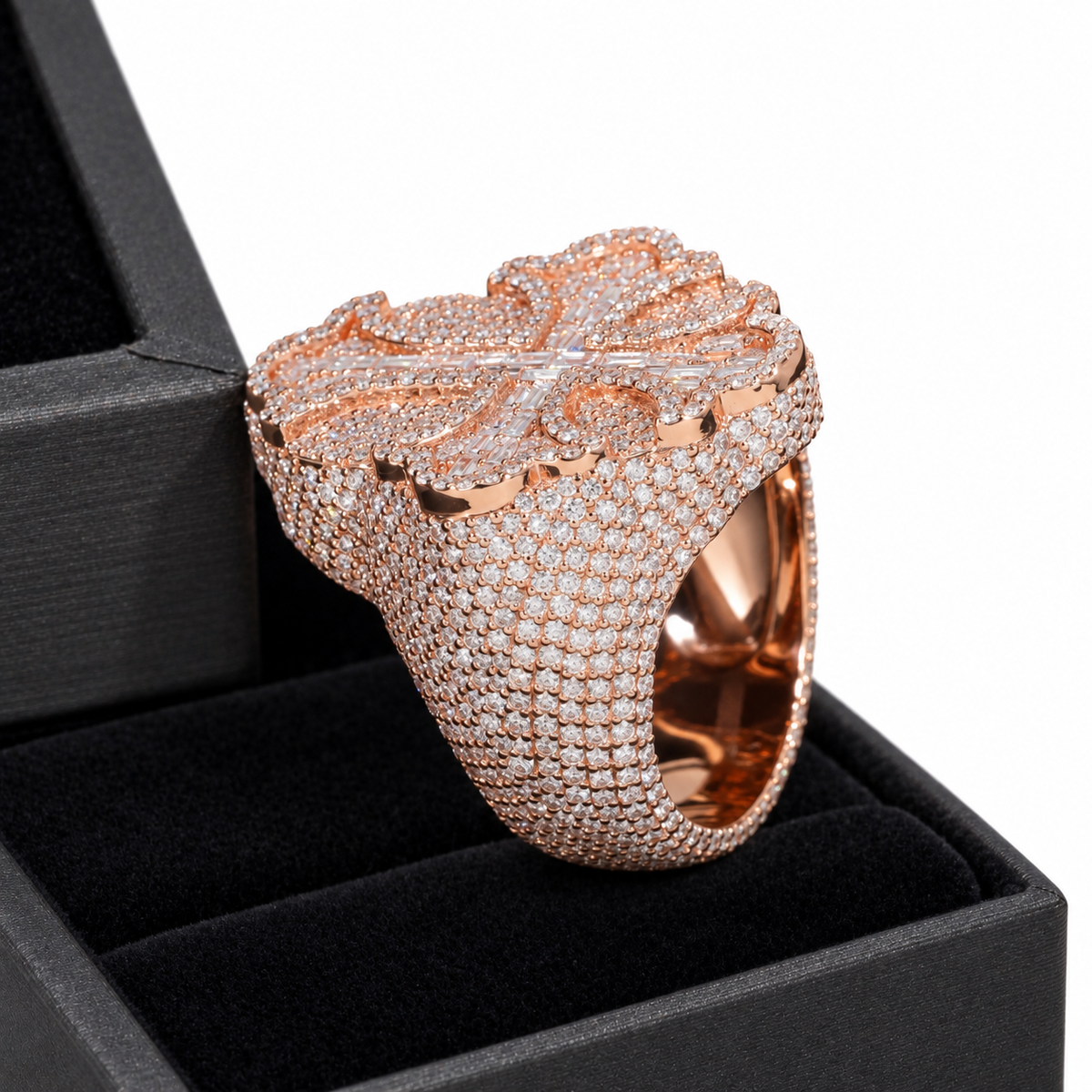 Natural Diamond Cross Ring
