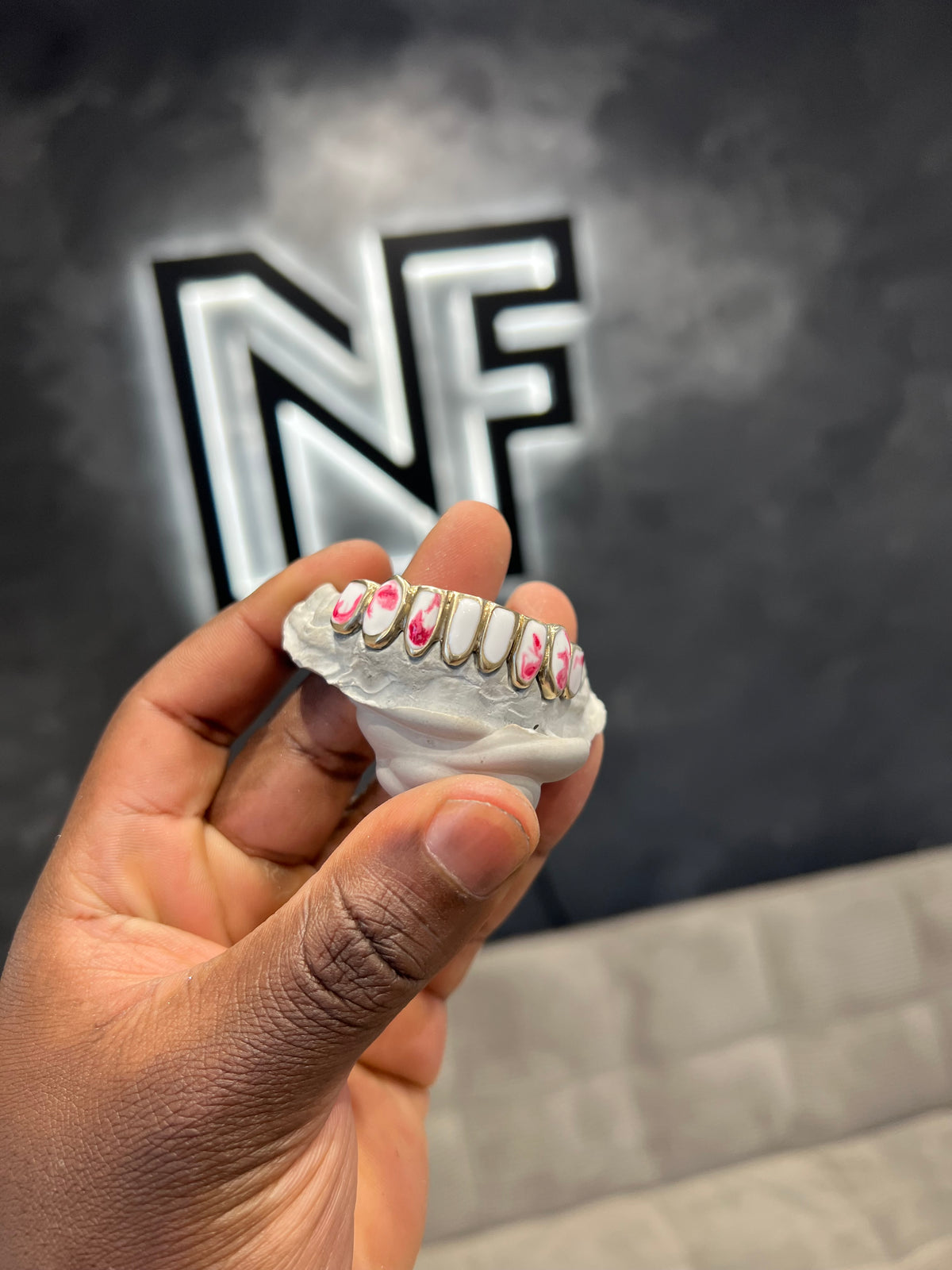 Bottom 8 Cherry Blossom Enamel Grillz — Custom Enamel Grillz