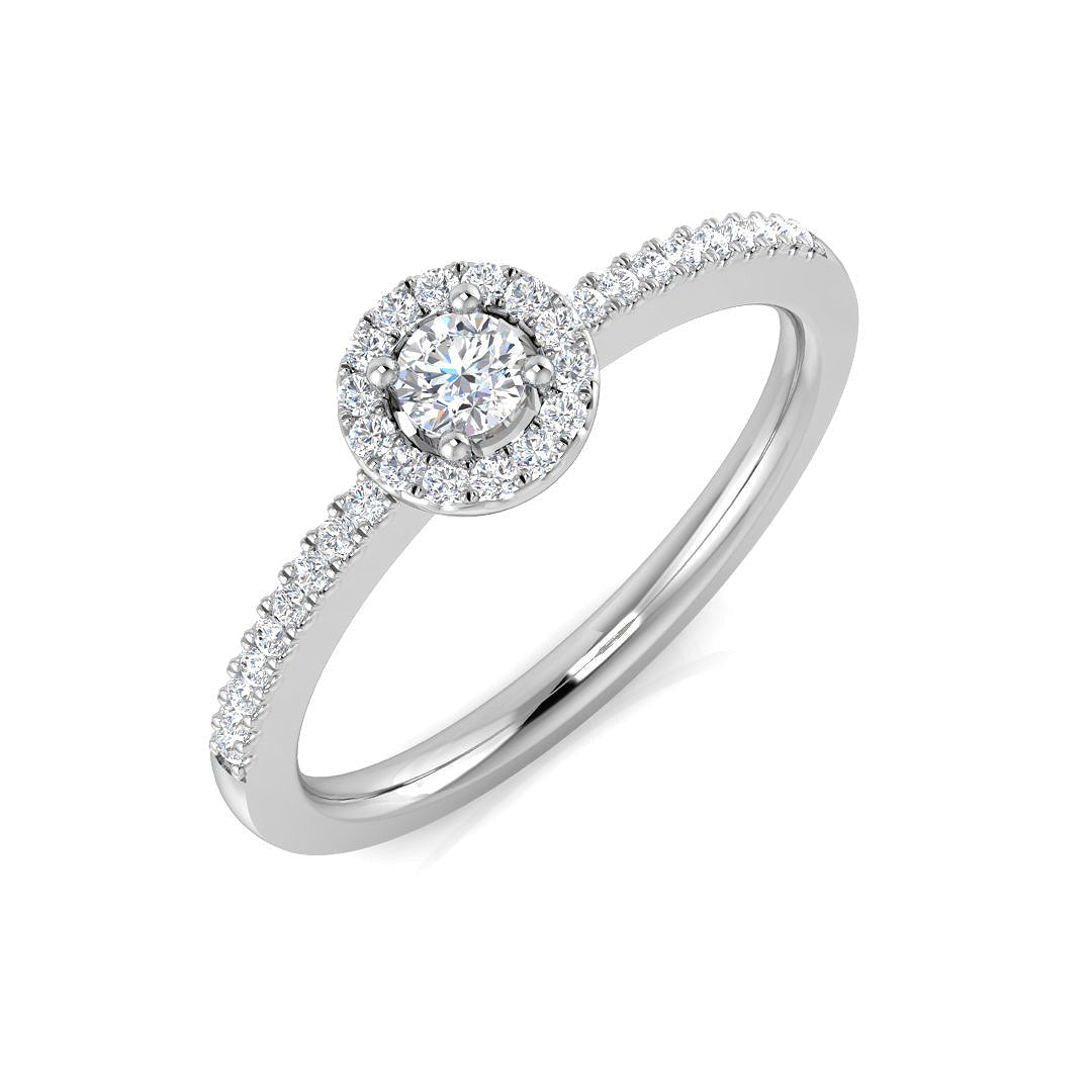 Halo Diamond Ring 0.24ct – DNR0774 – 18k White Gold