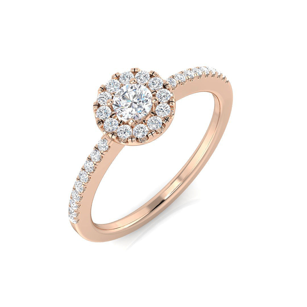 Halo Diamond Ring 0.32ct – DNR0798 – 18k Rose Gold