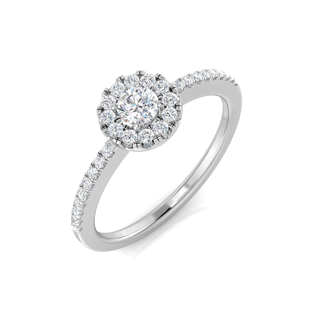 Halo Diamond Ring 0.32ct – DNR0798 – 18k White Gold