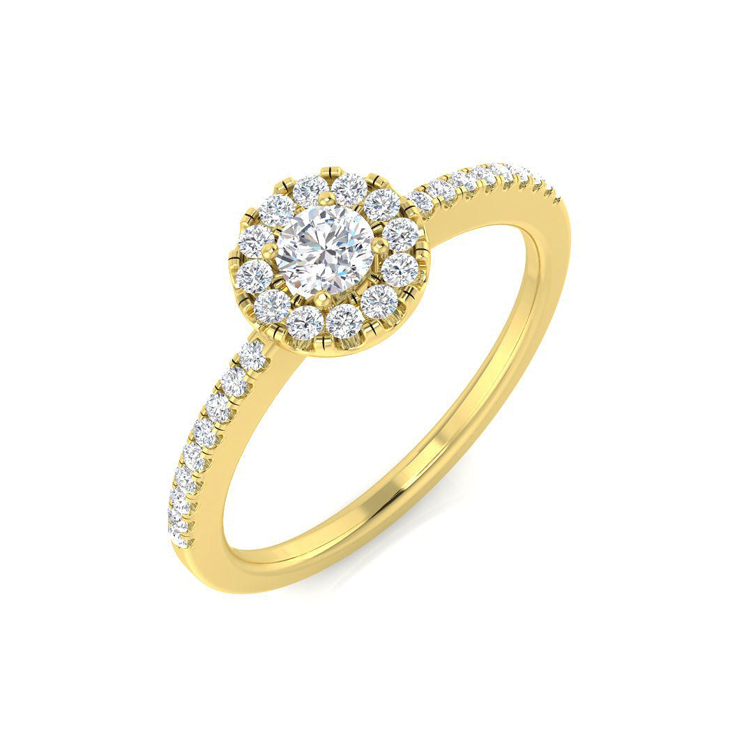 Halo Diamond Ring 0.32ct – DNR0798 – 18k Yellow Gold