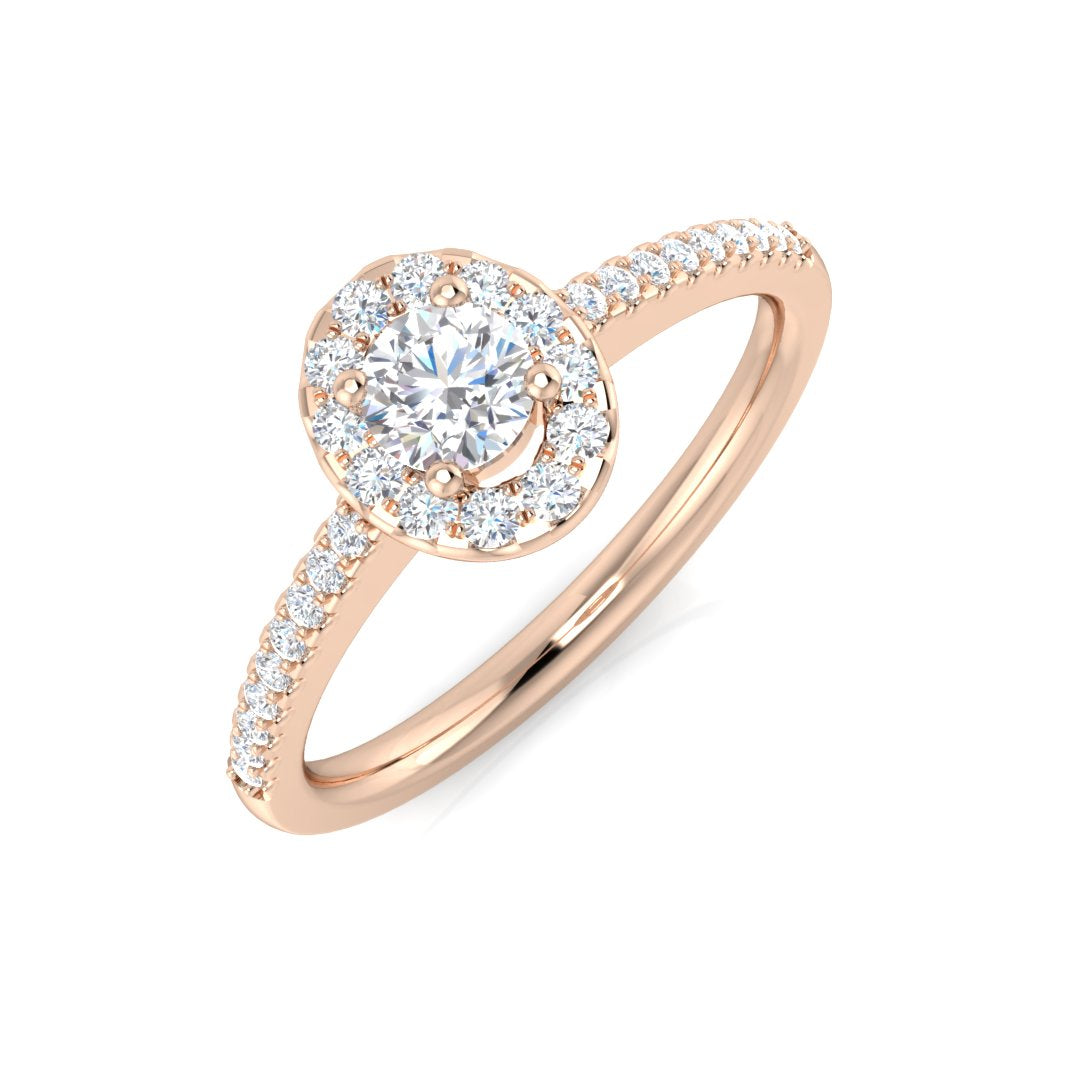 Halo Diamond Ring 0.27ct–0.38ct – DNR0804 – 18k Rose Gold