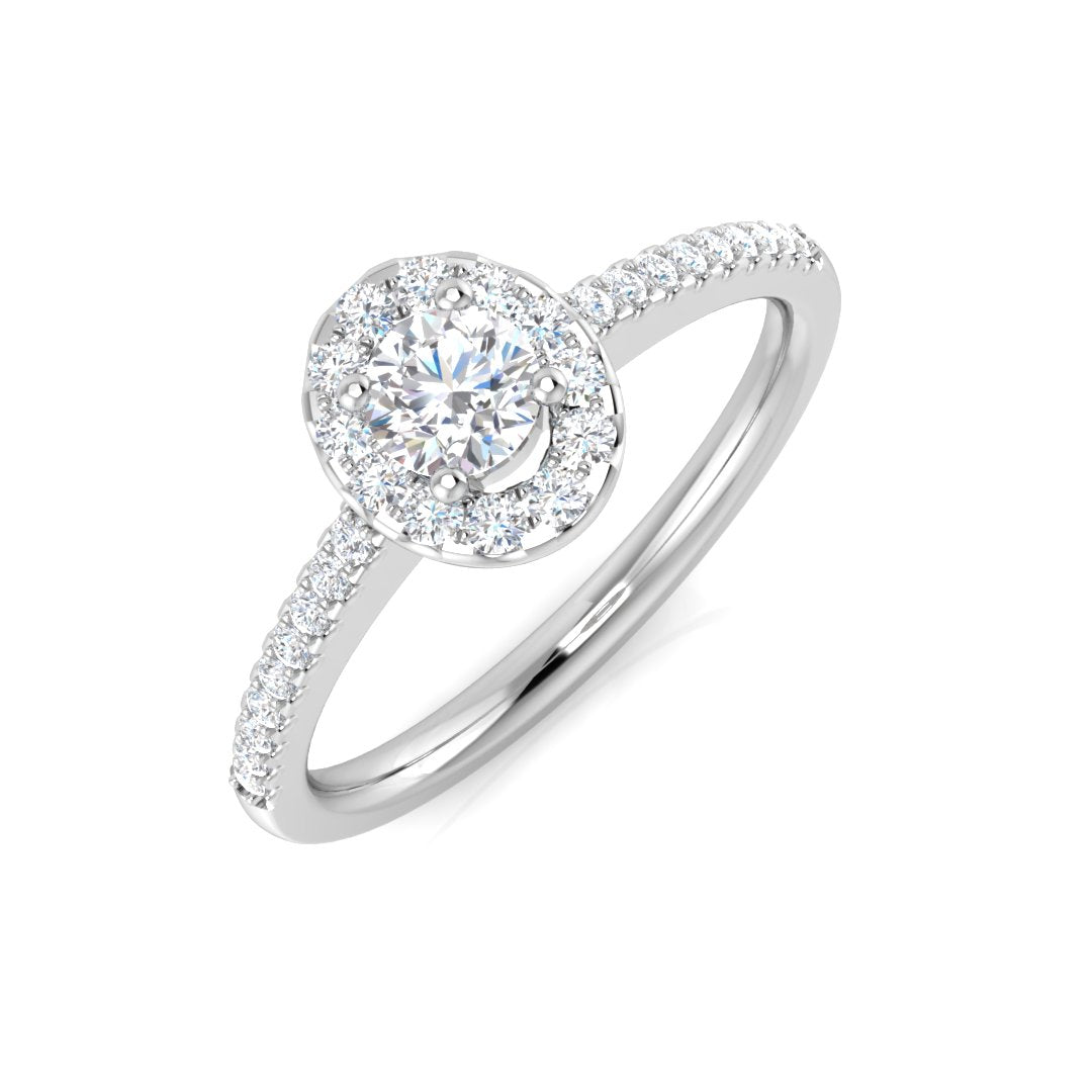 Halo Diamond Ring 0.27ct–0.38ct – DNR0804 – 18k White Gold