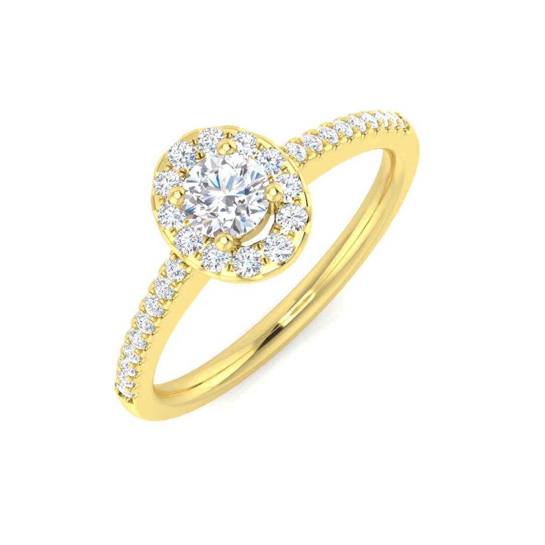 Halo Diamond Ring 0.27ct–0.38ct – DNR0804 – 18k Yellow Gold