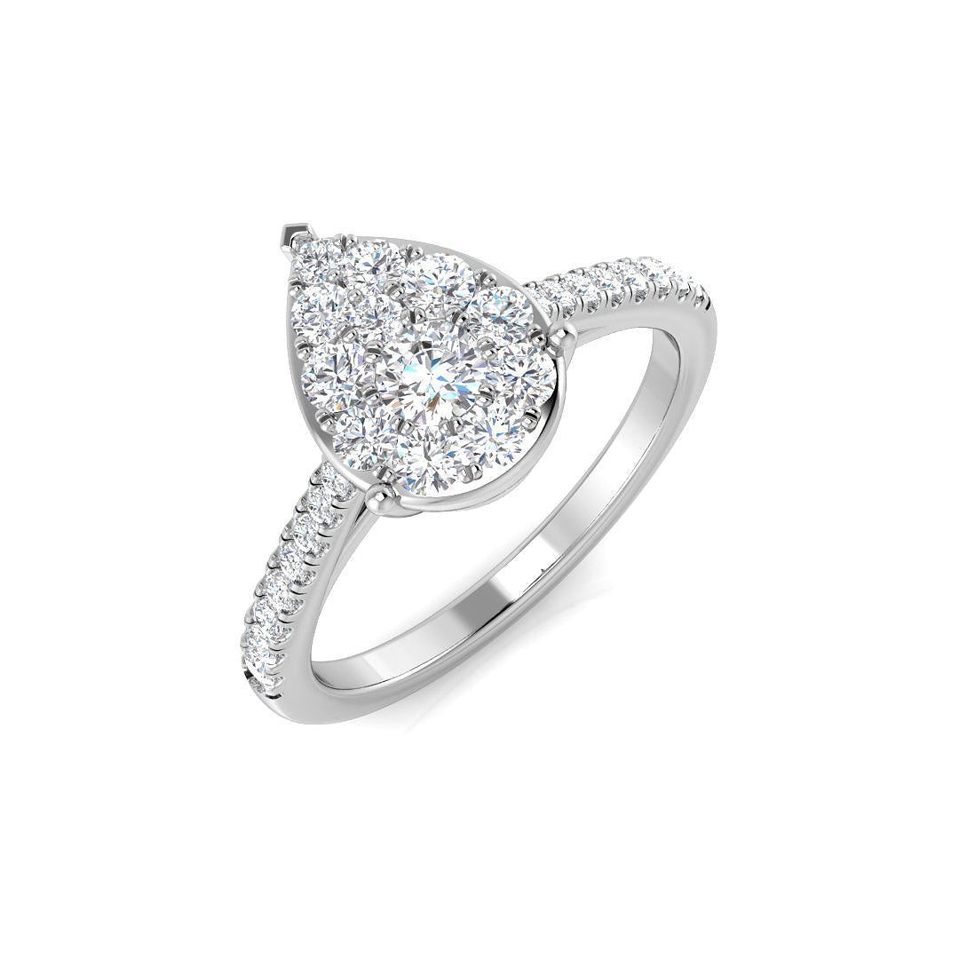 Cluster Diamond Ring 0.61ct – DNR0806 – 18k White Gold