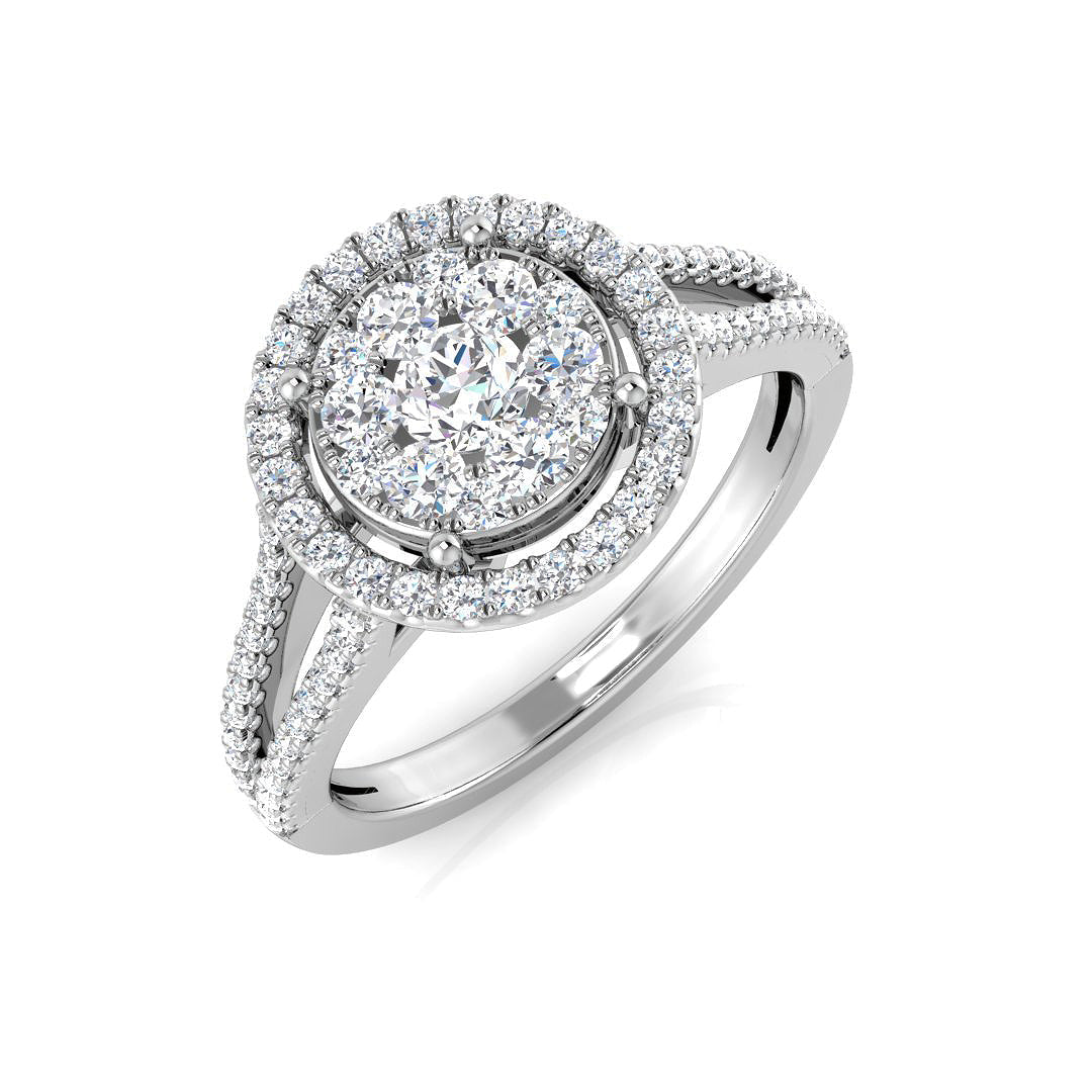Cluster Diamond Ring 0.62ct – DNR0973 – 18k White Gold