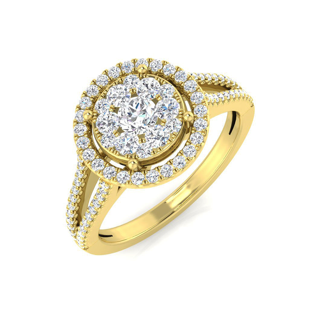 Cluster Diamond Ring 0.62ct – DNR0973 – 18k Yellow Gold