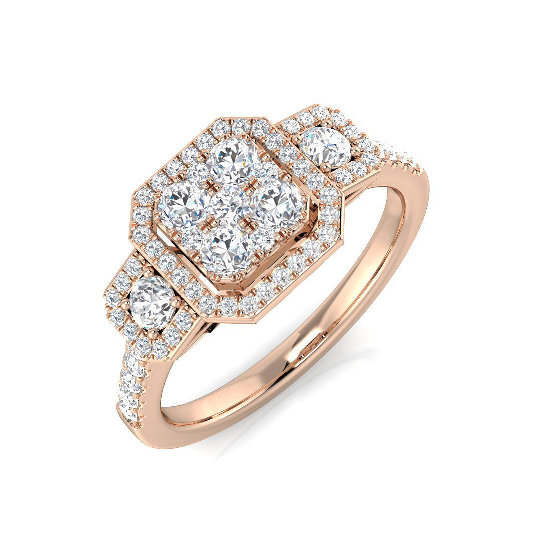 Three Stone Diamond Ring 0.61ct–1.57ct – SR4288 – 18k Rose Gold