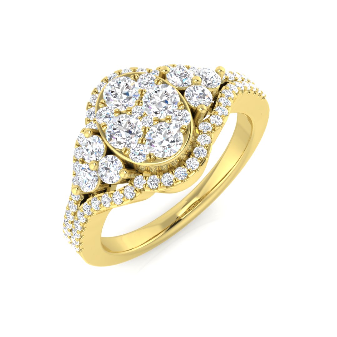 Cluster Diamond Ring 0.78ct – DNR0986 – 18k Yellow Gold