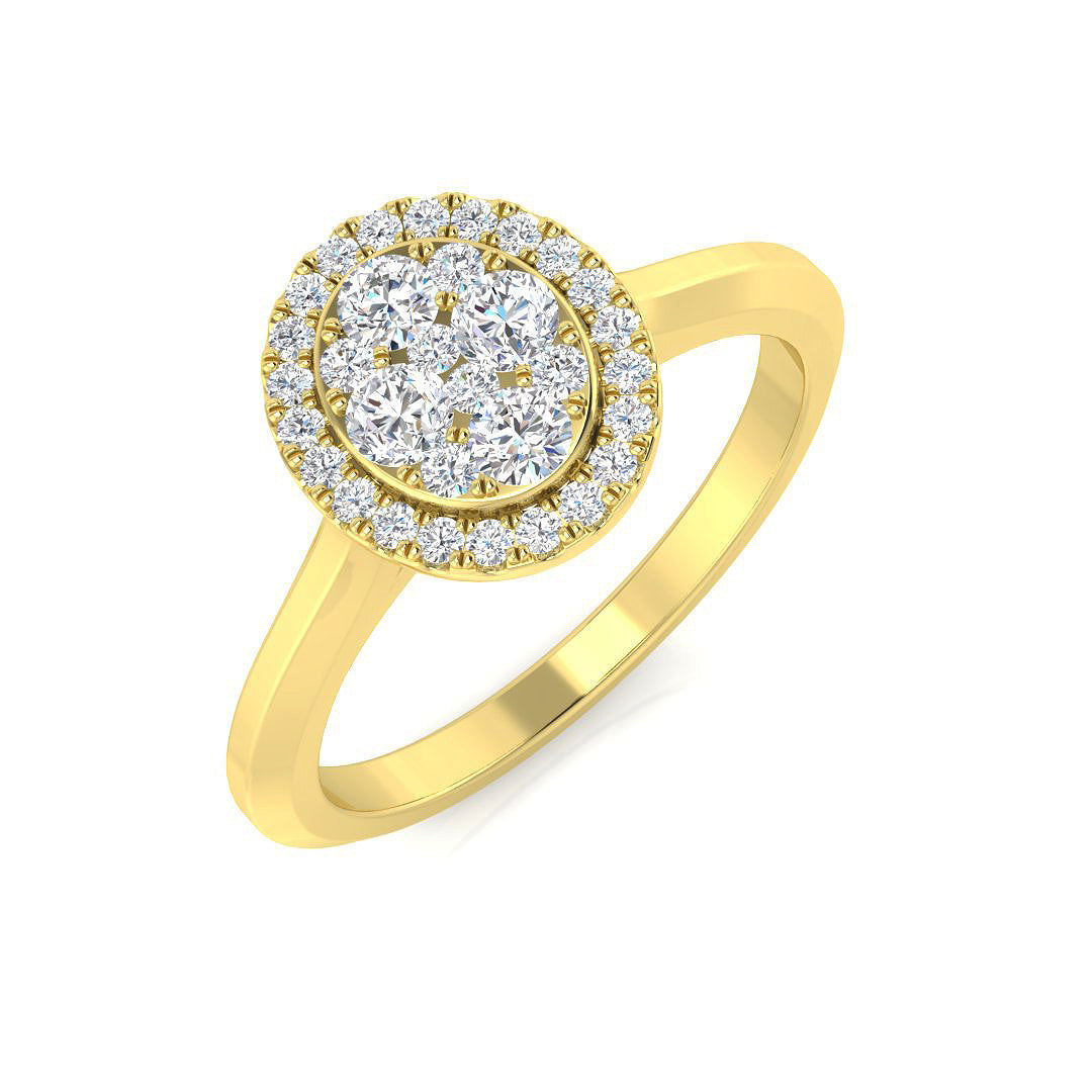 Cluster Diamond Ring 0.39ct – DNR1131 – 18k Yellow Gold