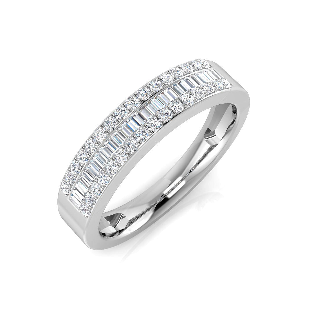 Baguette & Brilliant Diamond Ring 0.3ct–0.31ct – DNR208 – 18k White Gold