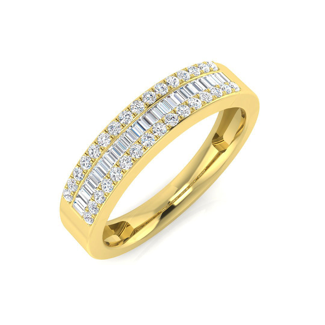 Baguette & Brilliant Diamond Ring 0.3ct–0.31ct – DNR208 – 18k Yellow Gold