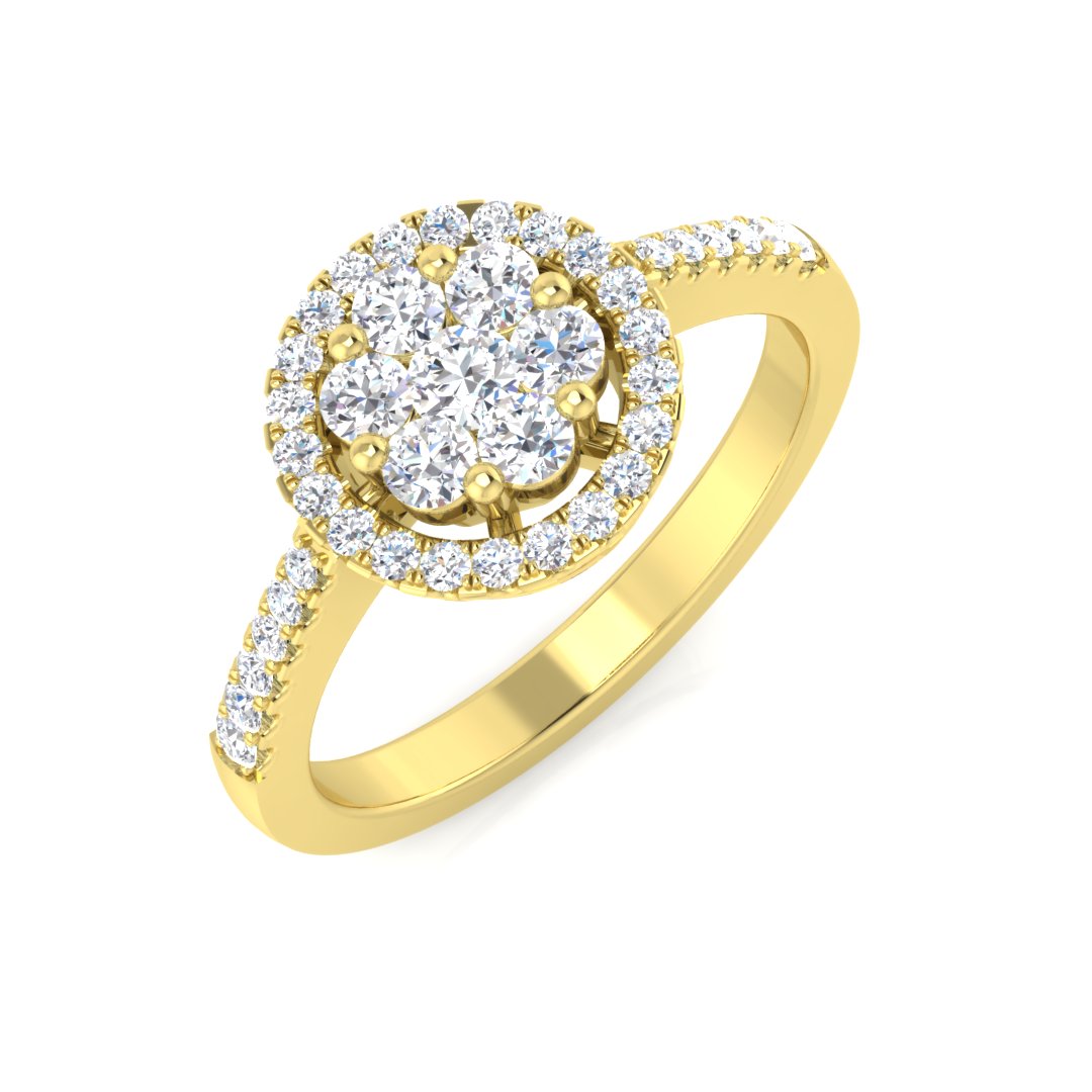 Cluster Diamond Ring 0.45ct – DNR232 – 18k Yellow Gold