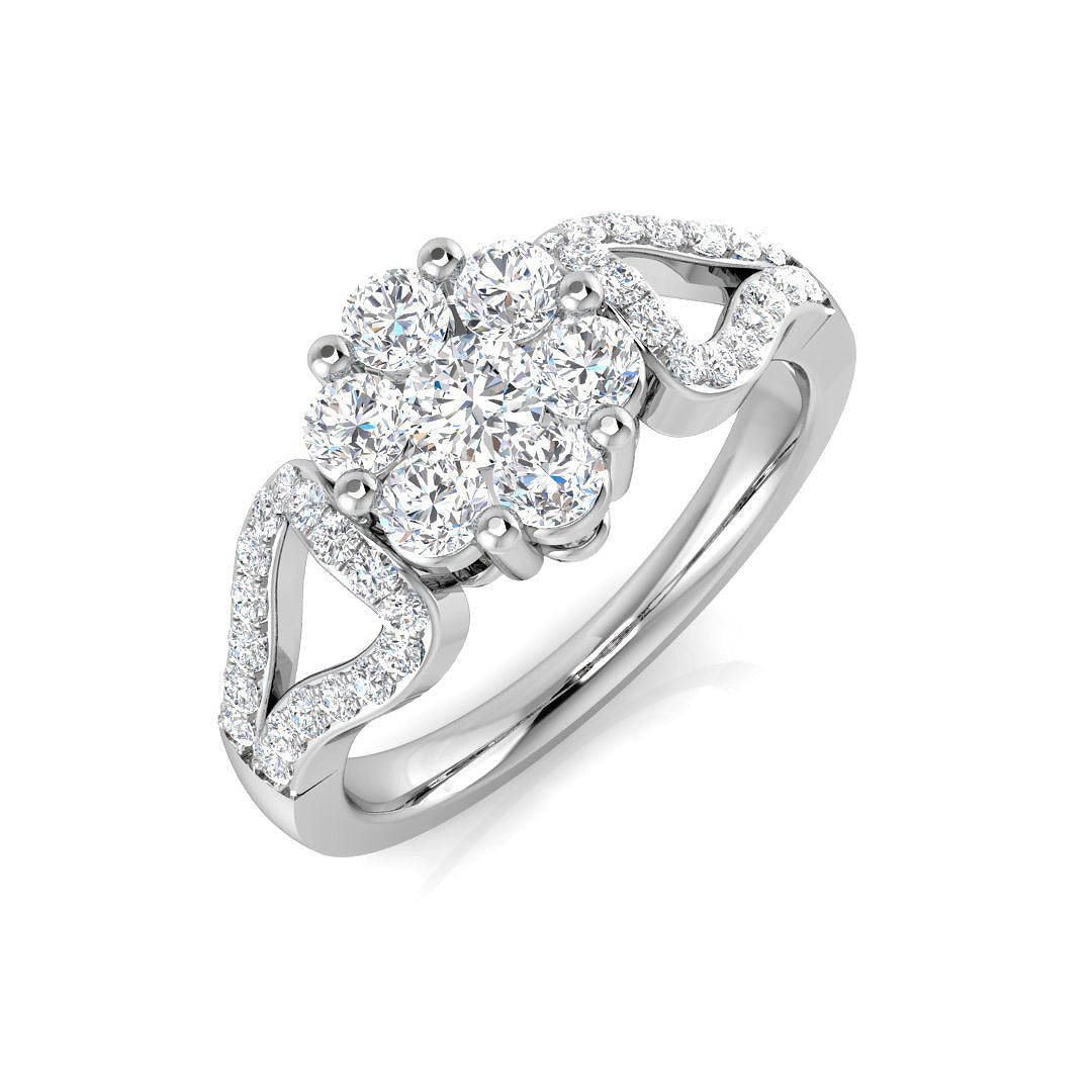 Cluster Diamond Ring 0.76ct – DNR442 – 18k White Gold