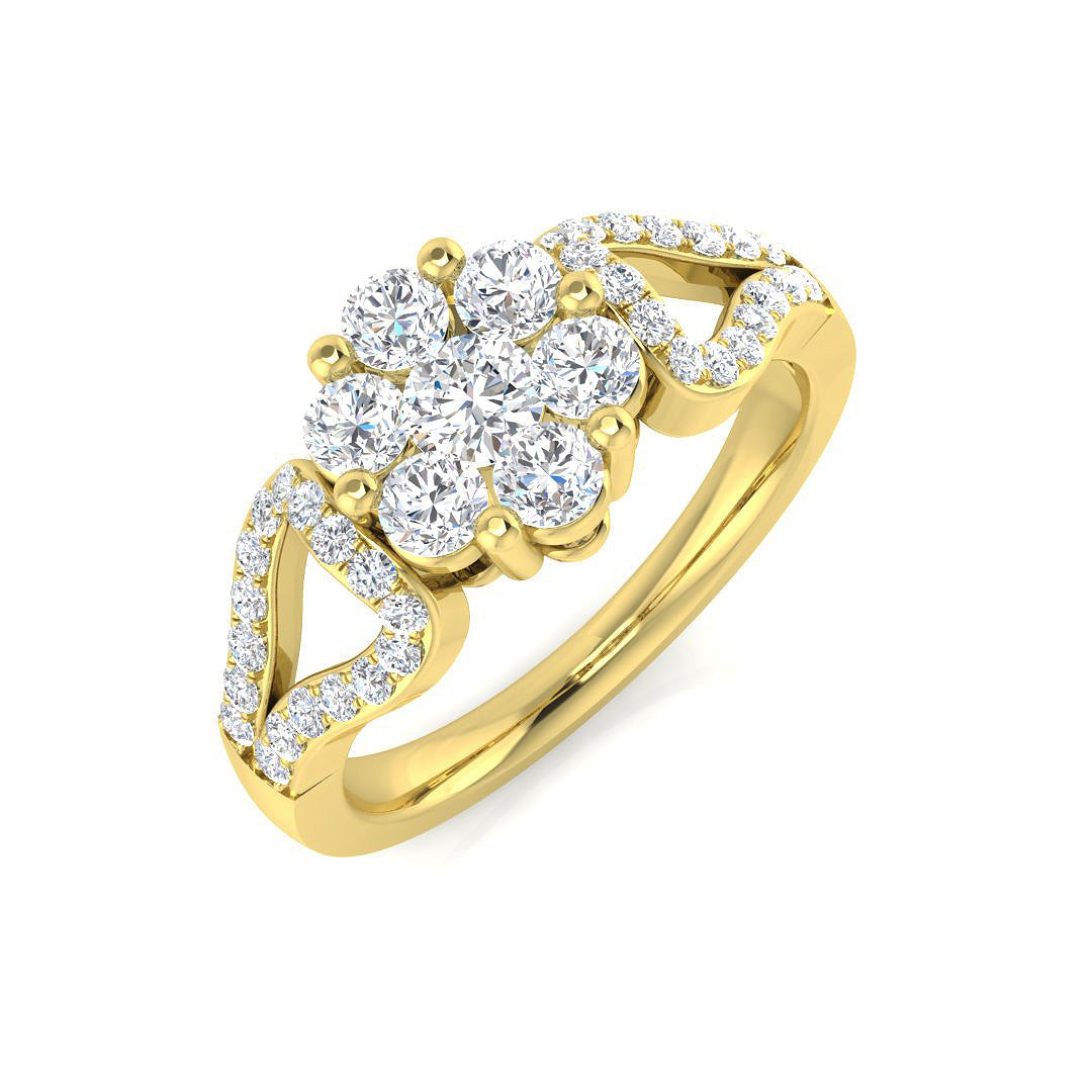 Cluster Diamond Ring 0.76ct – DNR442 – 18k Yellow Gold