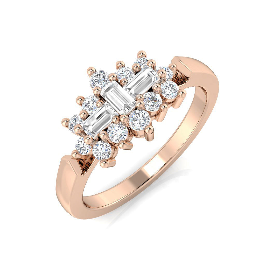 Baguette & Brilliant Diamond Ring 0.28ct–1.51ct – SR206 – 18k Rose Gold