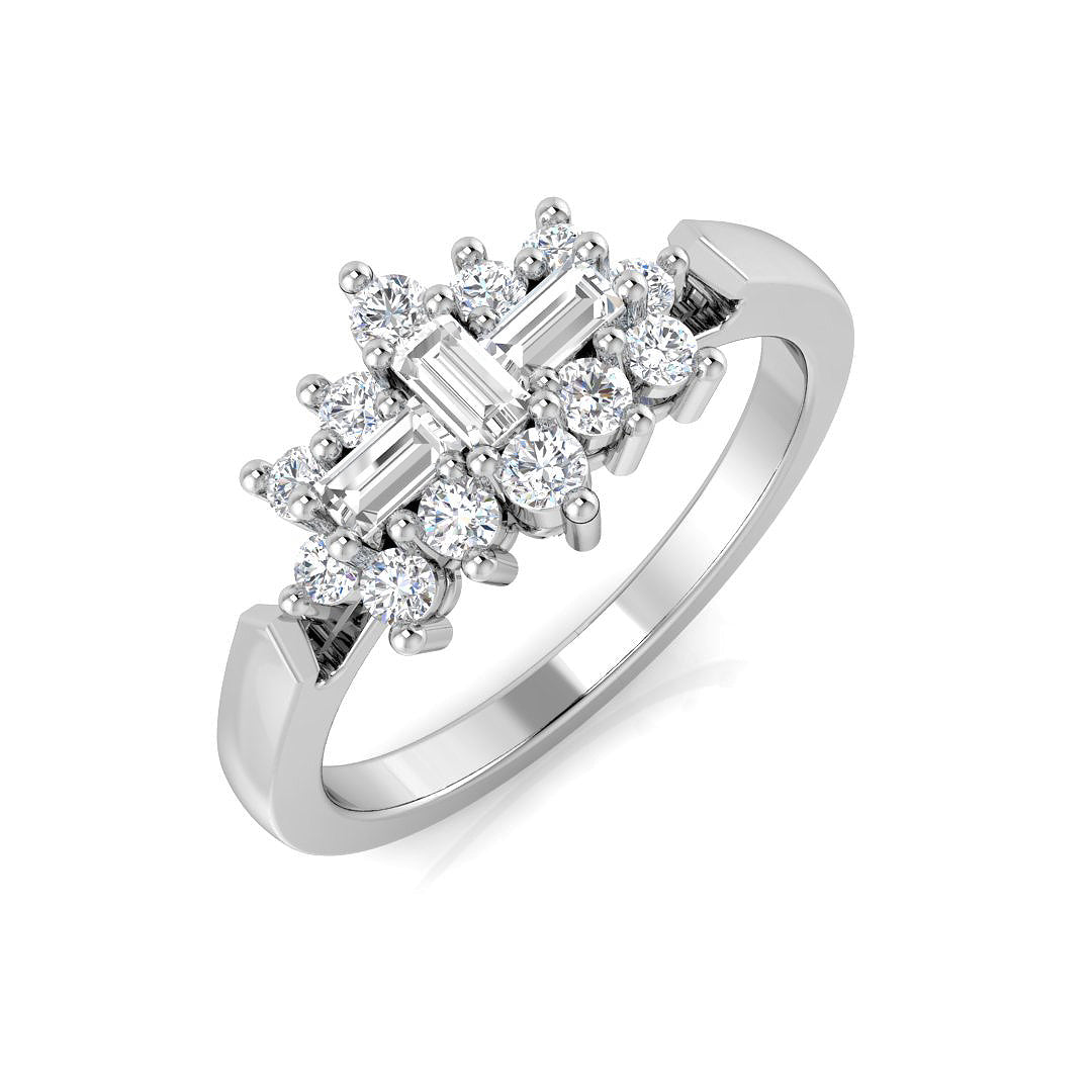 Baguette & Brilliant Diamond Ring 0.28ct–1.51ct – SR206 – 18k White Gold