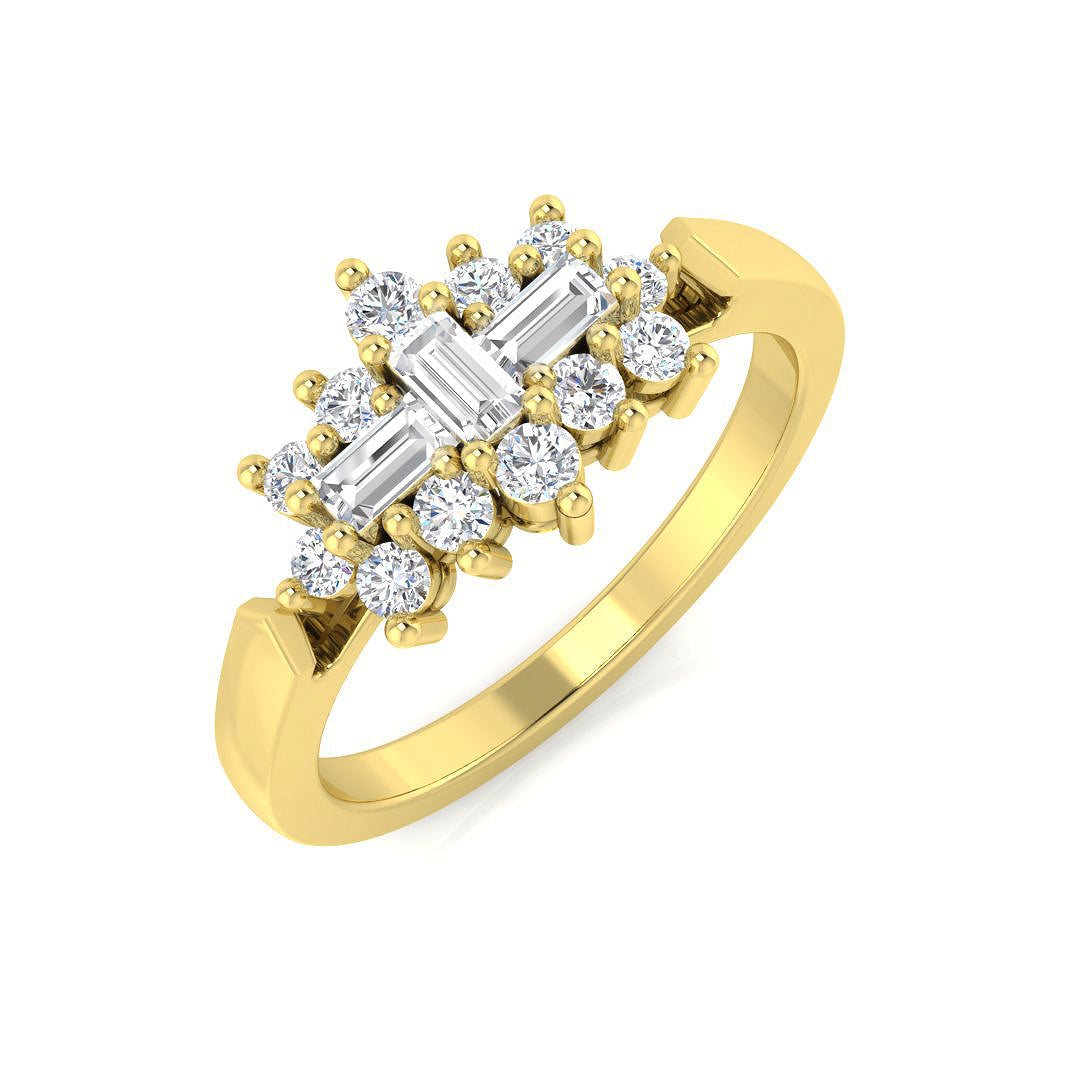Baguette & Brilliant Diamond Ring 0.28ct–1.51ct – SR206 – 18k Yellow Gold