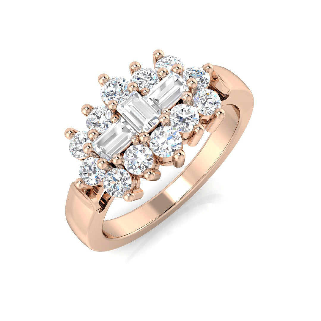 Baguette & Brilliant Diamond Ring 0.28ct–1.51ct – SR206 – 18k Rose Gold