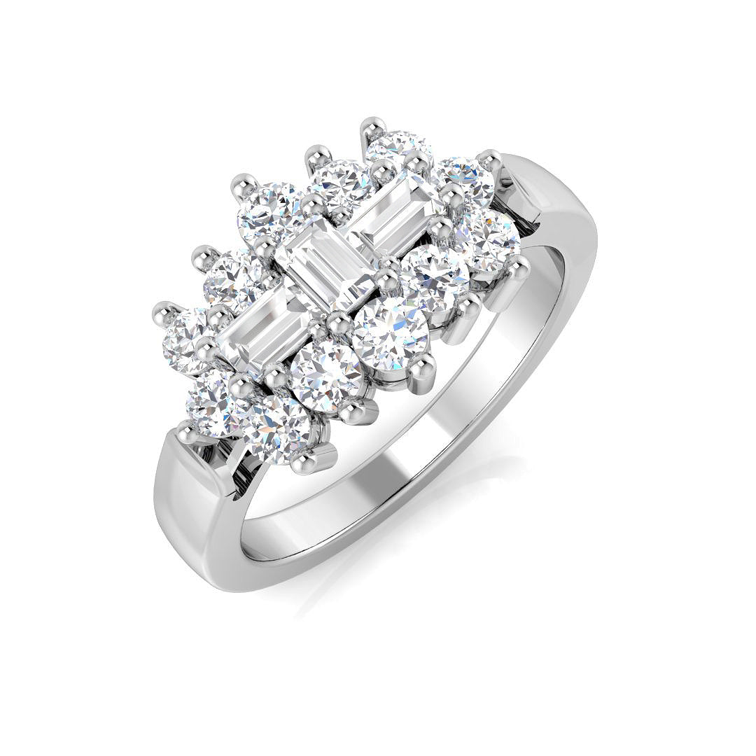 Baguette & Brilliant Diamond Ring 0.28ct–1.51ct – SR206 – 18k White Gold