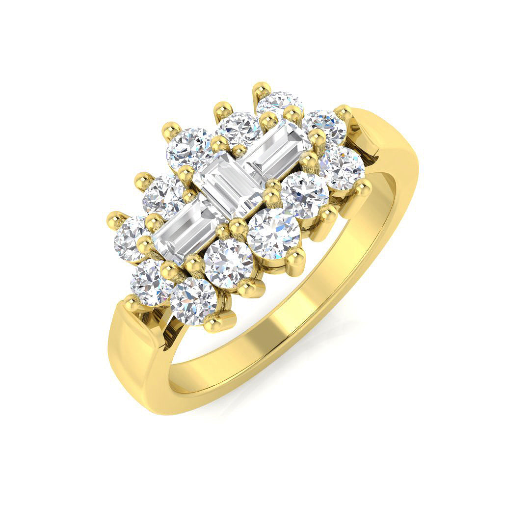 Baguette & Brilliant Diamond Ring 0.28ct–1.51ct – SR206 – 18k Yellow Gold
