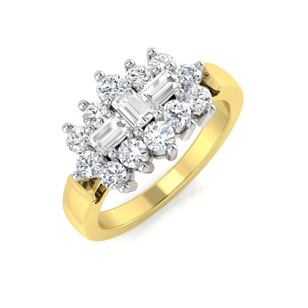 Baguette & Brilliant Diamond Ring 0.28ct–1.51ct – SR206 – 18k Two Tone Gold