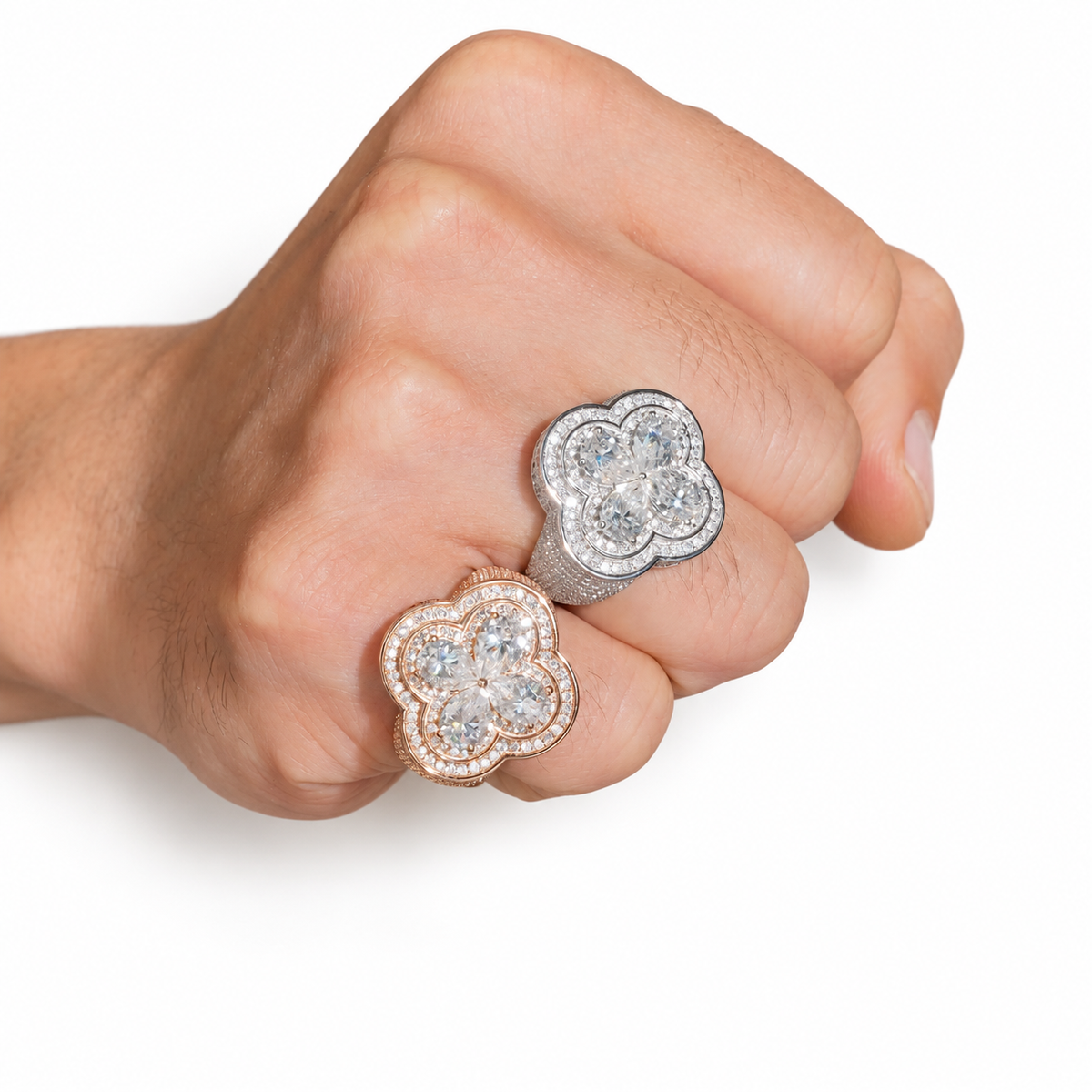 Four Pear-Cut Iced Out Moissanite Ring