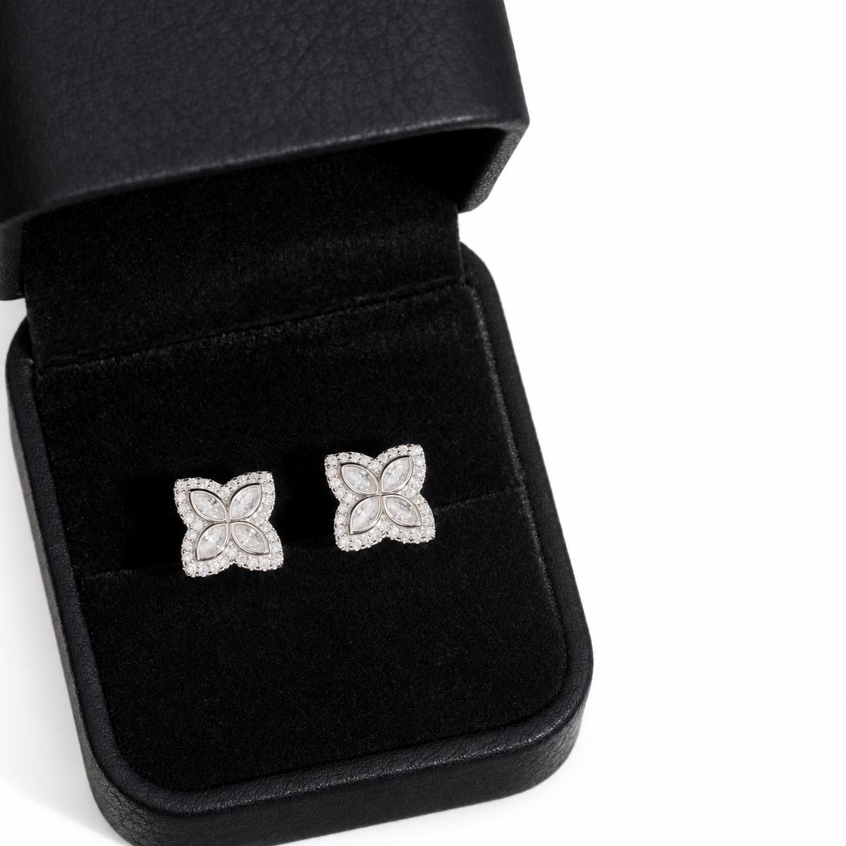 Marquise Flower Screw Back Stud Earring by Noir Flare – view 7