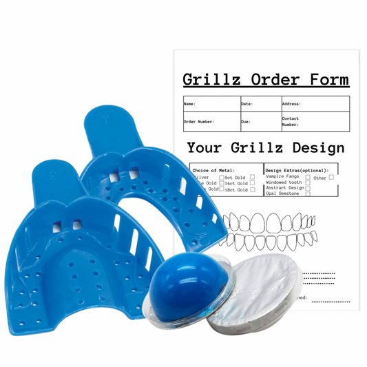 Noir Flare custom grillz moulding kit with impression materials and tray