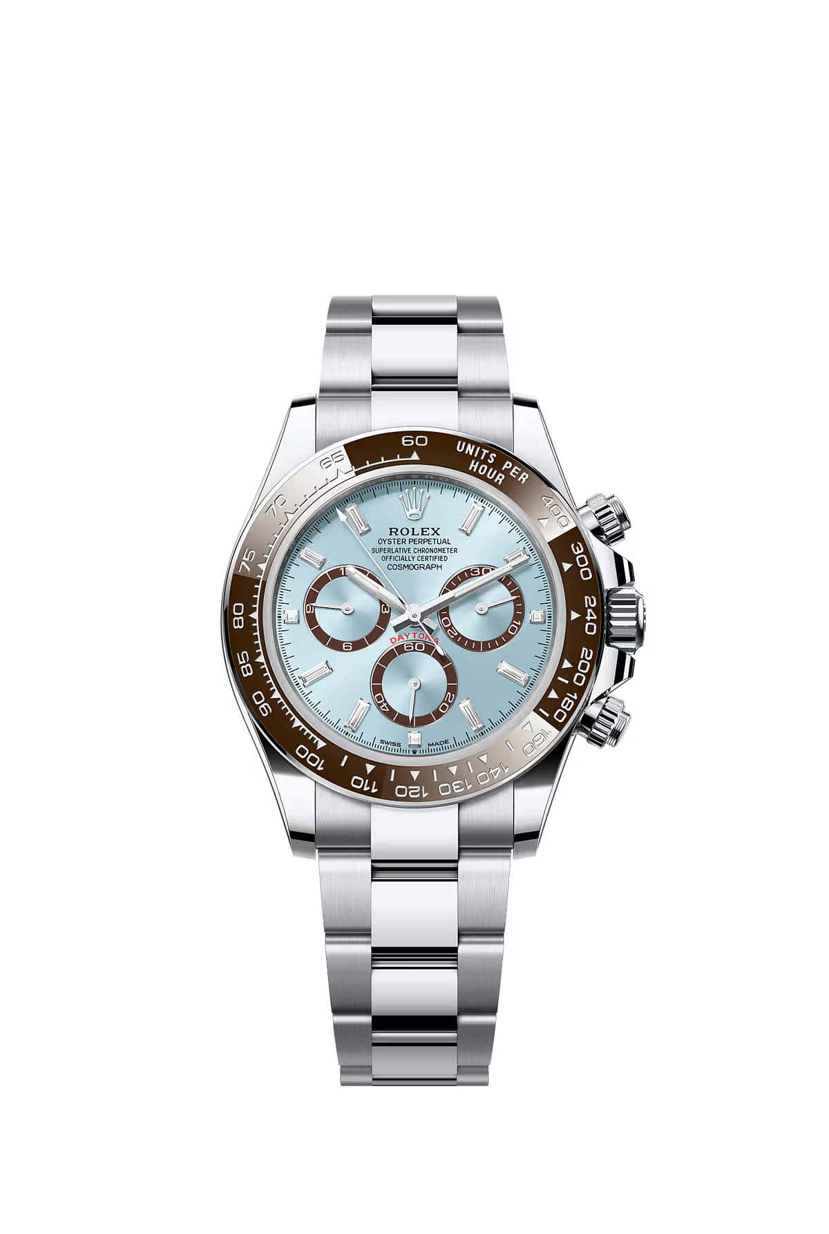 Rolex Cosmograph Daytona 126506 — Platinum Ice Blue Baguette Diamond Dial