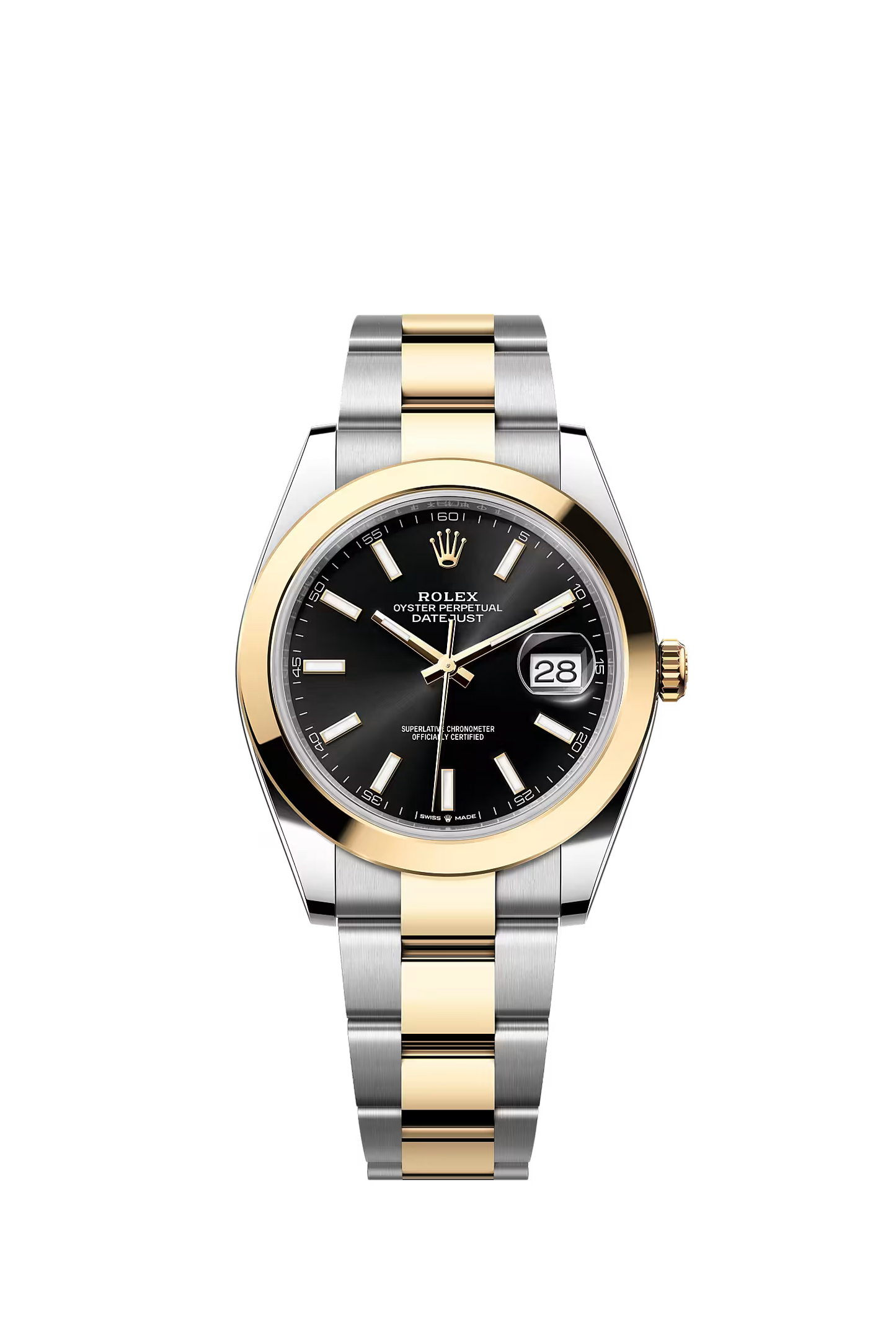 Rolex Datejust 41 126303 — Black Baton Dial, Smooth Bezel, Oyster