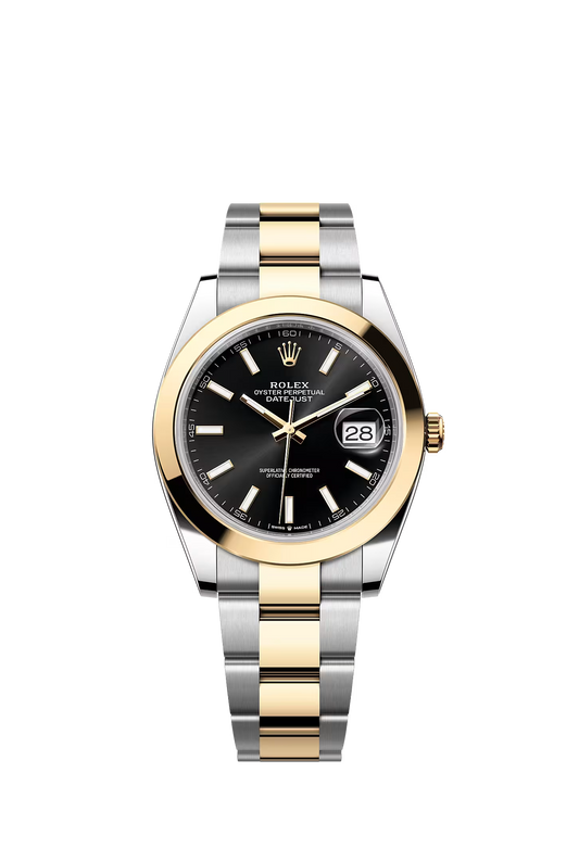 Rolex Datejust 41 126303 — Black Baton Dial, Smooth Bezel, Oyster