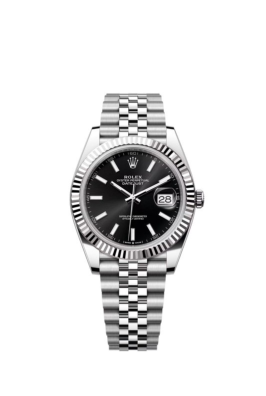 Rolex Datejust 41 126334 — Black Baton Dial, Jubilee