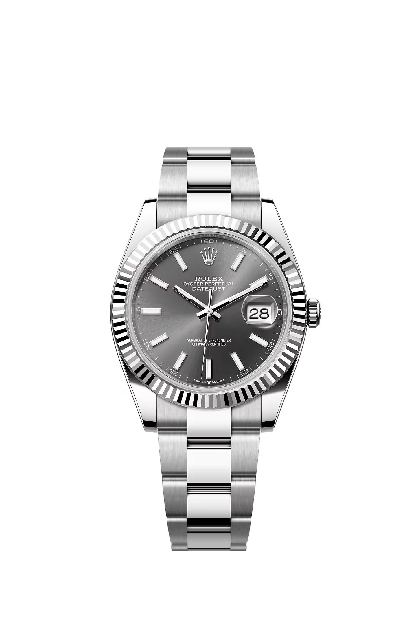 Rolex Datejust 41 126334 — Rhodium Baton Dial, Oyster