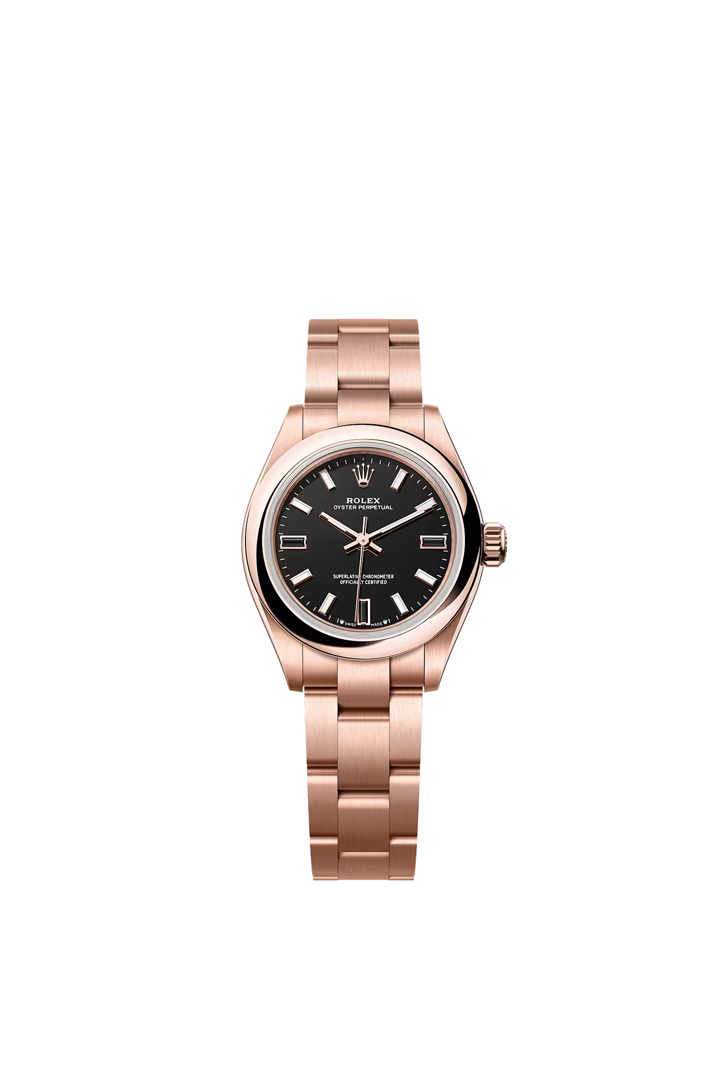 Rolex Oyster Perpetual 28 276205 — Everose Gold, Black Dial