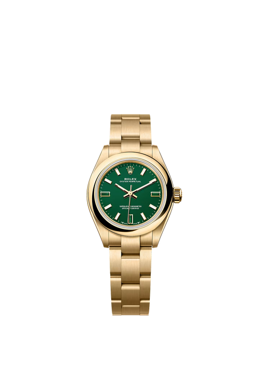 Rolex Oyster Perpetual 28 276208 — Yellow Gold, Green Stone Dial