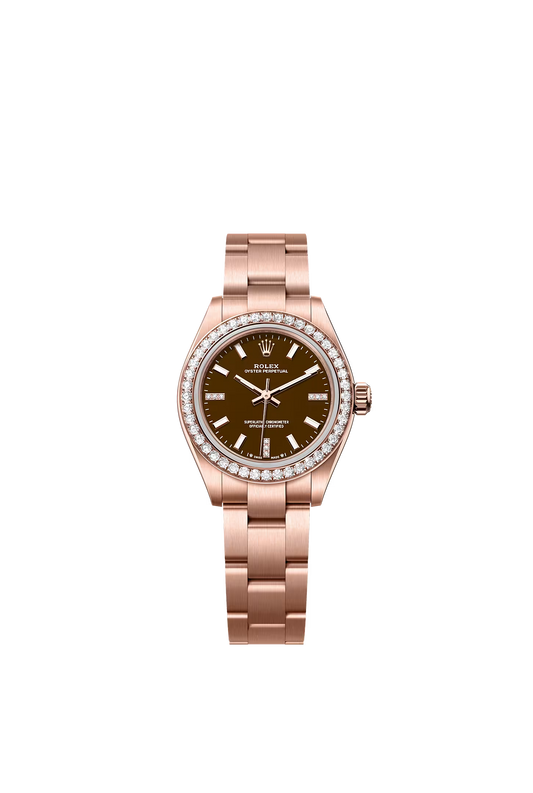 Rolex Oyster Perpetual 28 276245RBR — Everose Gold, Brown Stone Diamond Dial