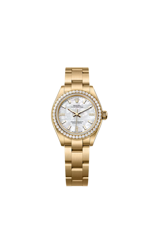 Rolex Oyster Perpetual 28 276248RBR — Yellow Gold, White MOP Diamond Dial