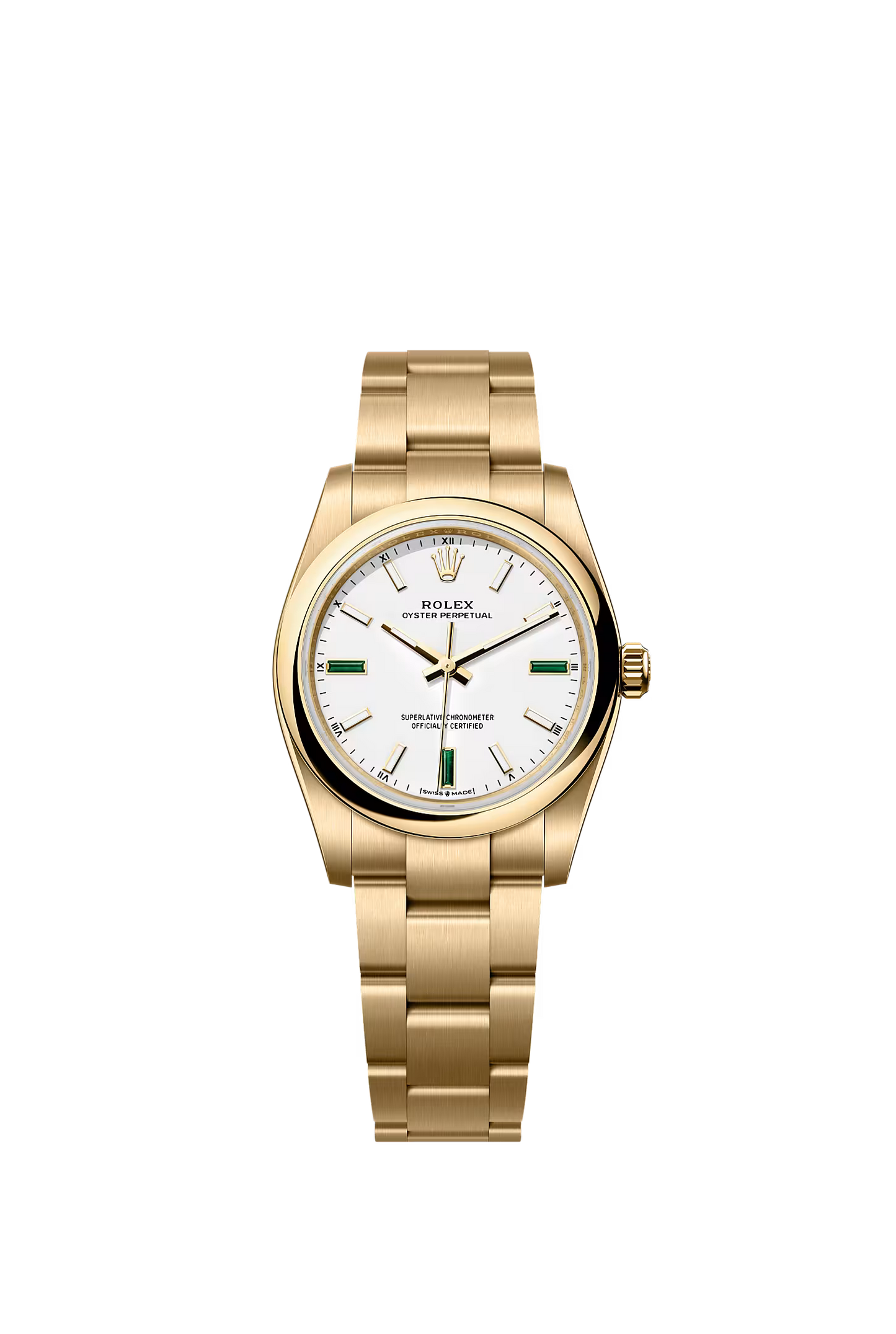 Rolex Oyster Perpetual 34 124208 — Yellow Gold, White Dial