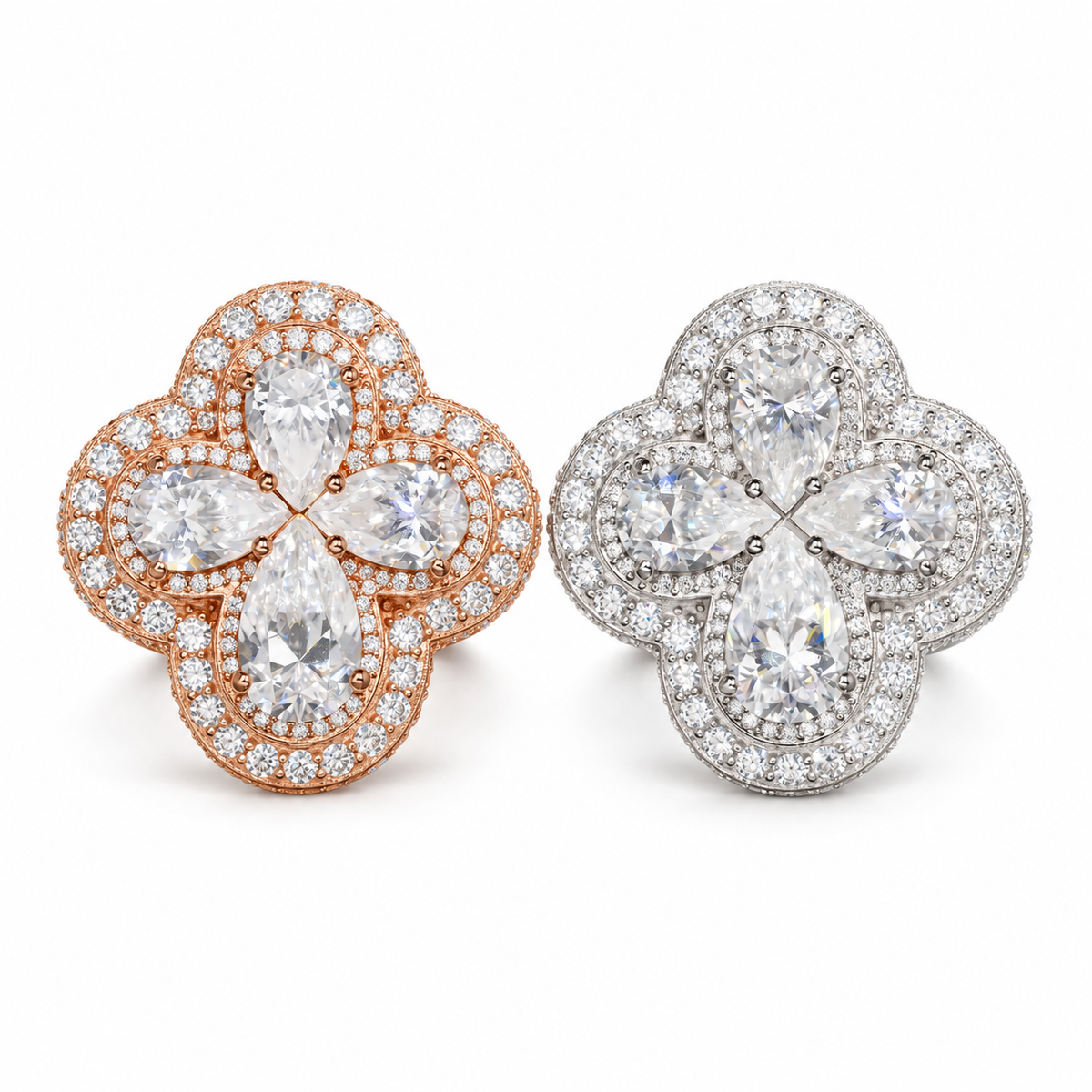 Cross Pear-Cut Moissanite Ring