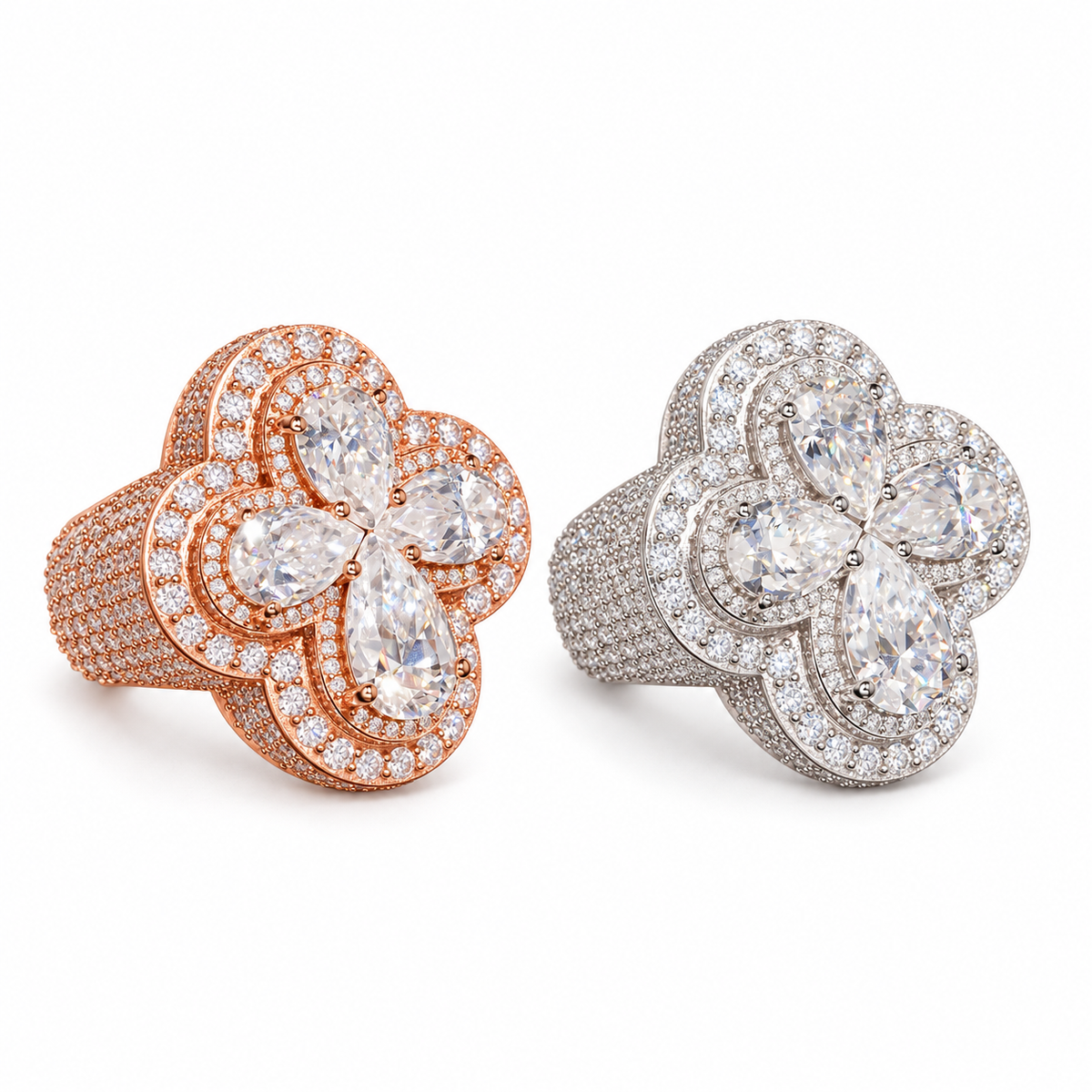 Cross Pear-Cut Moissanite Ring