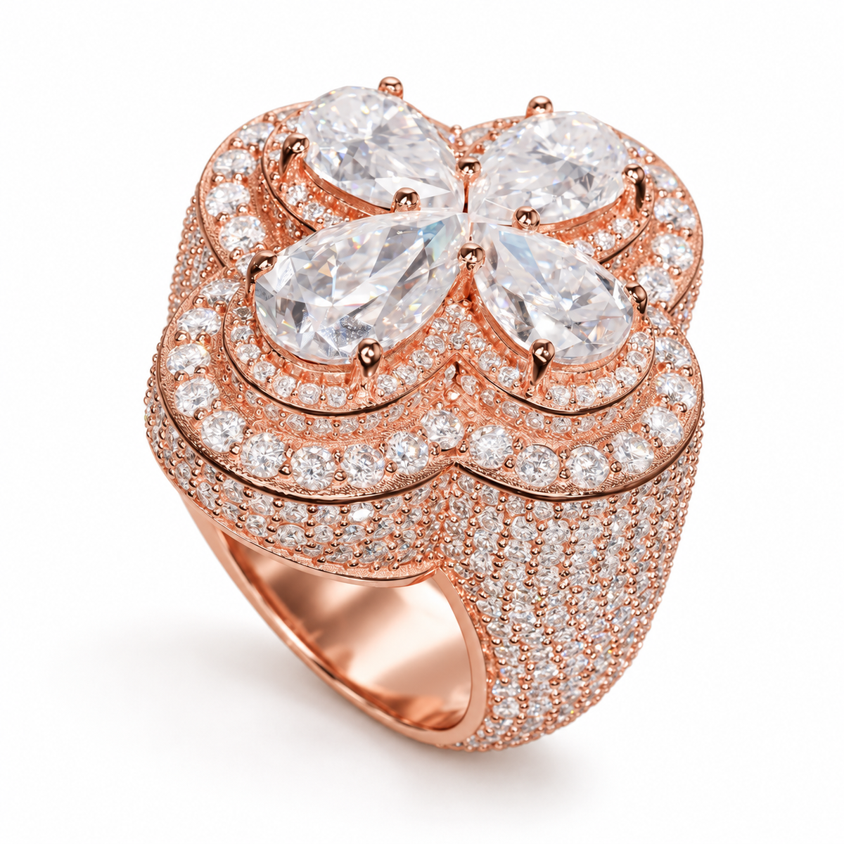 Cross Pear-Cut Moissanite Ring