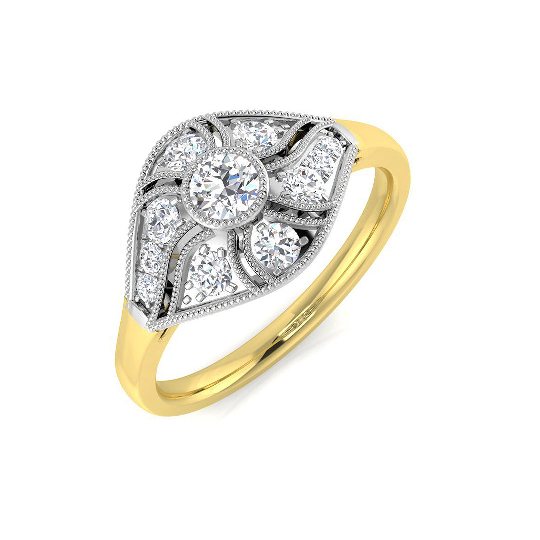 Vintage Diamond Ring 0.16ct–0.38ct – SL8346 – 18k Yellow Gold