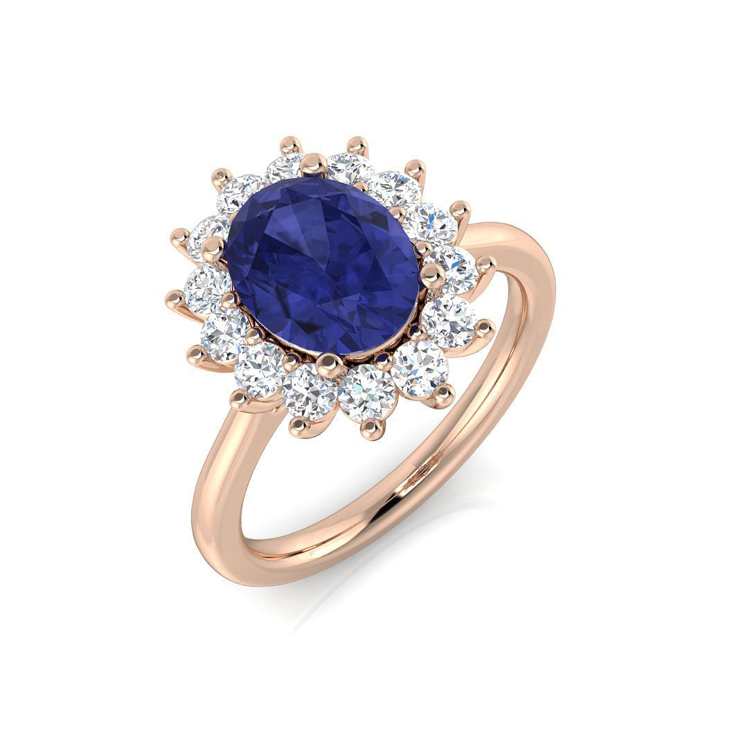 Tanzanite Diamond Ring 2.36ct–3.82ct – SL8825~TZ – 18k Rose Gold
