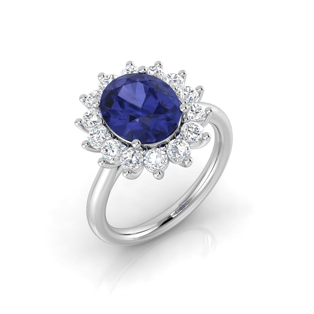 Tanzanite Diamond Ring 2.36ct–3.82ct – SL8825~TZ – 18k White Gold